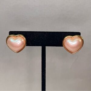 Monet Faux Pearl Heart Shaped Earrings